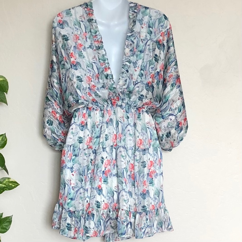 VICI  Floral Ruffle Tiered Babydoll Dress Sz M - Picture 3 of 9